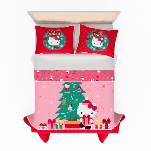Sanrio Hello Kitty Holiday Full/Queen Quilt & Pillow Sham 3-Piece Set