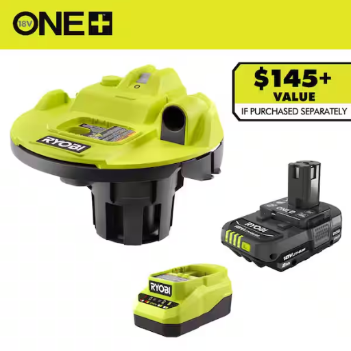 RYOBI ONE+ 18V Cordless 5 Gal. Bucket Top Wet/Dry Vacuum with 2.0 Ah Battery and Charger Kit