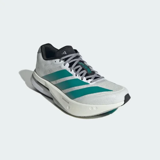 Adidas Women's Adizero Boston 13 Shoes (6-8.5, Cloud White/Pure Teal/Grey)