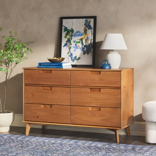 Mercury Row Yarber 6 Drawer Solid Wood Double Dresser (Caramel) Deal