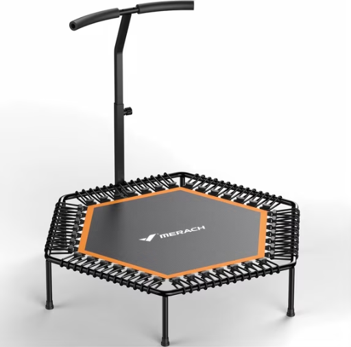50" Merach Hexagonal Fitness Trampoline Rebounder w/ Adjustable T-Bar & Bungee System
