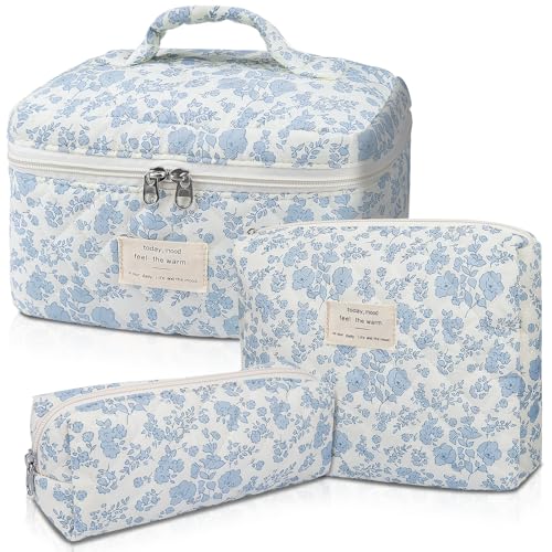 Gosect Large Quilted Cosmetic Bag 3-Piece Set Deal