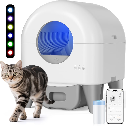 Cumrige Self-Cleaning Cat Litter Box, App Controlled, with Safety Sensor
