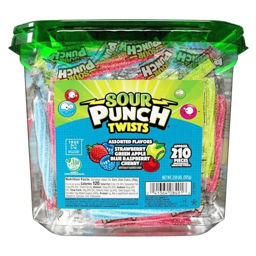 Sour Punch Twists, Sour Candy 2.6-Pound (4 Assorted Fruity Flavors)