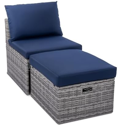 Backyard Expressions 2 Pc. Outdoor Conversation Chair Set with Storage and Ottoman