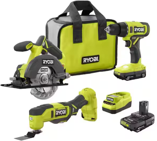 Ryobi ONE+ 18V Cordless 2 Tool Combo Kit w/ Drill/Driver, Circular Saw, Multi Tool, 2 1.5 Ah Batteries, & Charger Deal
