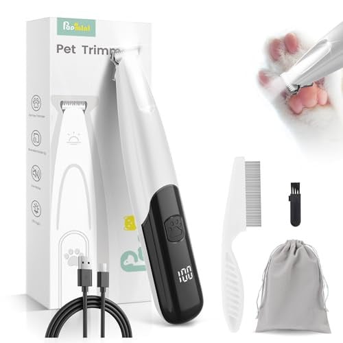 Papmini Dog & Cat Paw Rechargeable Trimmer w/ LED Light (White)