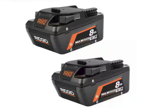 RIDGID 18V 8.0 Ah Max Output EXP Lithium-Ion Battery (2-Pack)