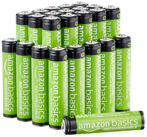 24-Count Amazon Basics Rechargeable AAA NiMH Performance Batteries, 800 mAh