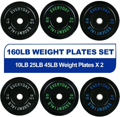 BalanceFrom Olympic Bumper Plate Weight Plate Set 160-Lbs