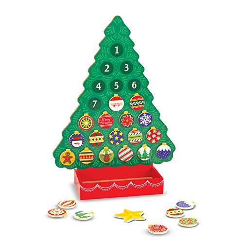 Melissa & Doug Reusable Magnetic Countdown to Christmas Wooden Advent Calendar Tree (Santa)