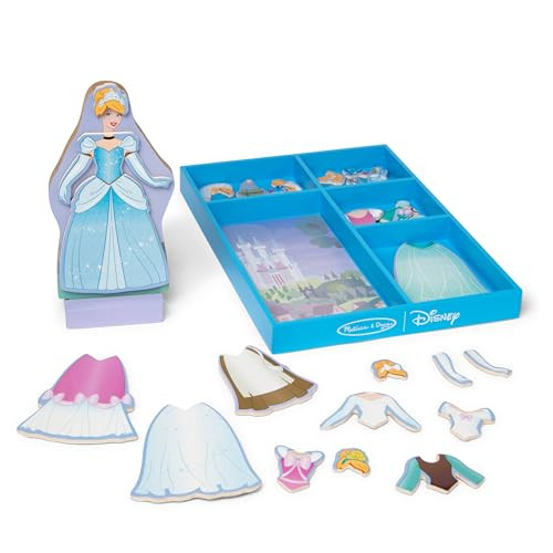 Melissa & Doug Disney Princess Cinderella Magnetic Dress-Up Wooden Doll Pretend Play Set (30+ pcs)