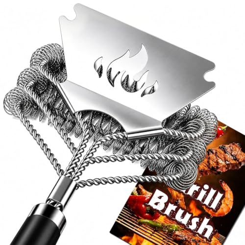 TNTOR 18" Stainless Steel Spiral Bristle Free BBQ Grill Brush w/ Scraper