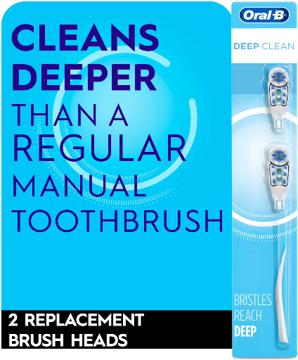 Oral-B Deep Clean Battery Powered Toothbrush Replacement Brush Heads, 2 Count