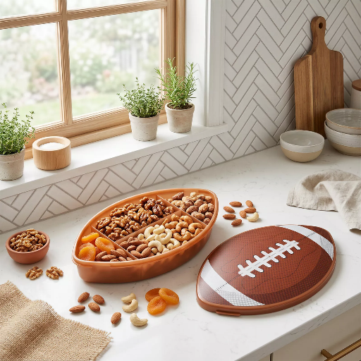 Large Football-Shaped Snack Box with Lid Deal