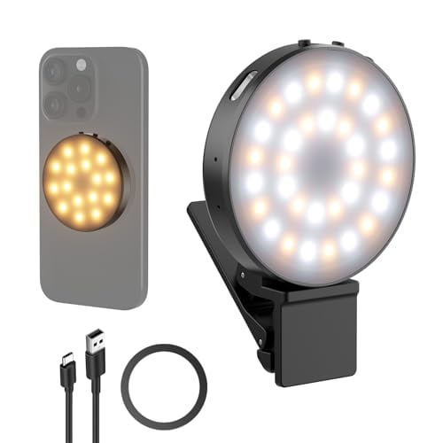 NEEWER Magnetic & Clip-on LED Phone Fill Ring Selfie Light NL32R