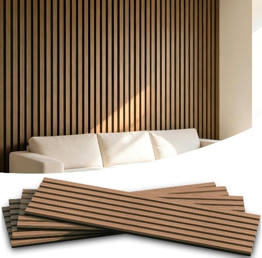 Wood Slat Wall Panel 4 Pack 93.3"x11.8"