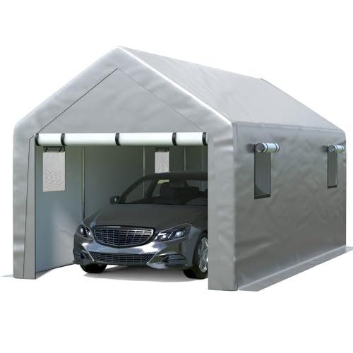 Jocoevol Carport 10x20 FT Enclosed with Roll-up Windows