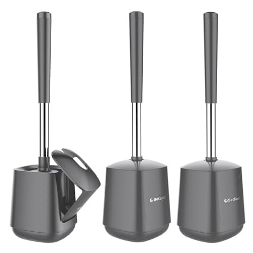 SetSail Toilet Brush and Holders with Self Closing Lids 3-Pack Deal