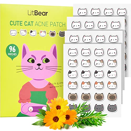 LitBear 96-Count 12mm Cat-Shaped Hydrocolloid Acne Patches w/ Tea Tree Oil & Salicylic Acid Deal