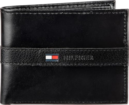 Tommy Hilfiger Men's Classic Passcase Bifold Wallet w/ ID Window (Casual Black Ranger)