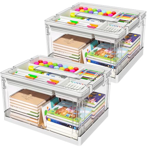 2-Pack Clear Craft Organizers and Storage with Trays