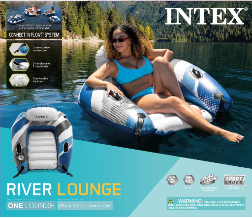 Intex River Run Lounge Inflatable Floating Water Seat with Quick Connects Deal