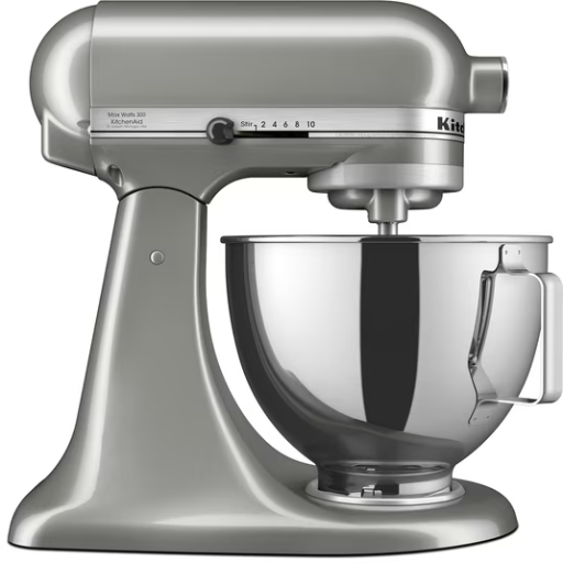 KitchenAid Deluxe Series 4.5 Quart Tilt-Head Stand Mixer with Stainless Bowl, Contour Silver (KSM97CU)