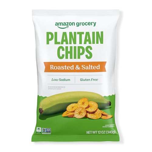 Amazon Grocery Roasted & Salted Plantain Chips, 12 Oz, 4-Pack Deal