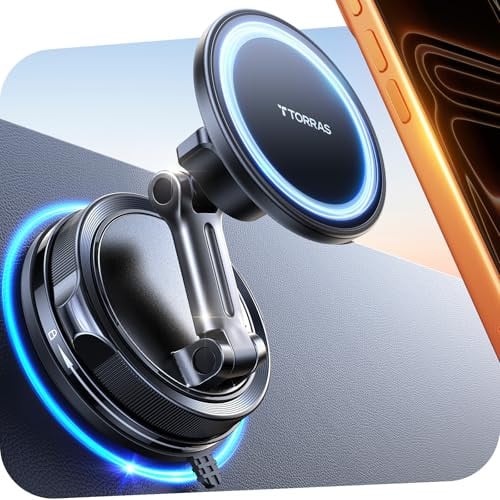 Torras MagSafe Car Suction Mount w/ 360° Adjustable Phone Holder (Black)