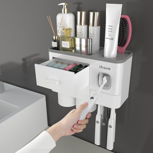 iHave Wall Mounted Toothbrush Holder w/ Toothpaste Dispenser & 2 Cups Deal