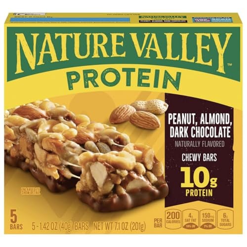Nature Valley Chewy Protein Granola Bars, Peanut Almond Dark Chocolate, 5 Bars Deal