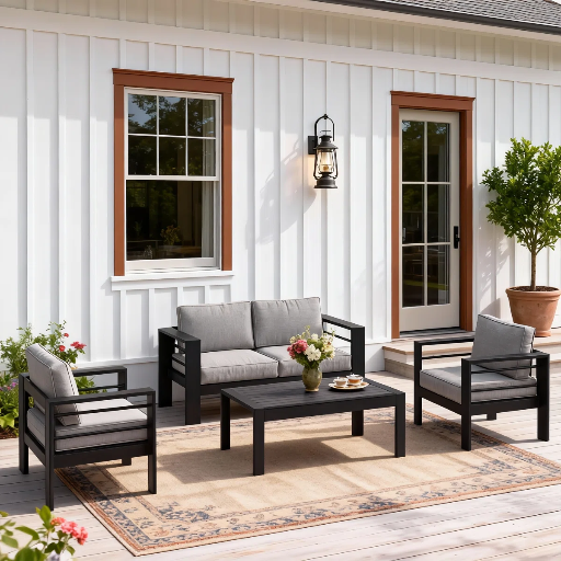 Green4Ever Brandtley Aluminum 4-Person Sofa Seating Group with Cushions Deal