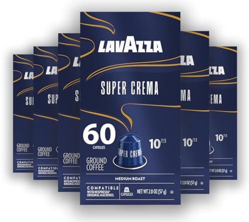 Lavazza Super Crema Aluminum Pods Nespresso Original Machines Medium Roast 60 Capsules