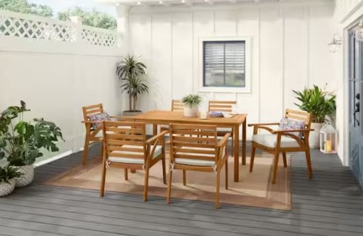 Windy Hill 7-Piece Acacia Wood Outdoor Dining Set w/ CushionGuard Cushions Deal