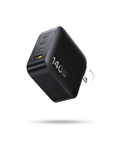 Baseus 4-Port PD3.1 140W USB-C GaN Wall Charger (1x USB-A, 3x USB-C)