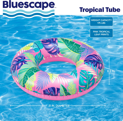 Bluescape Inflatable Swim Tube Pool Float, Pink Tropical Deal