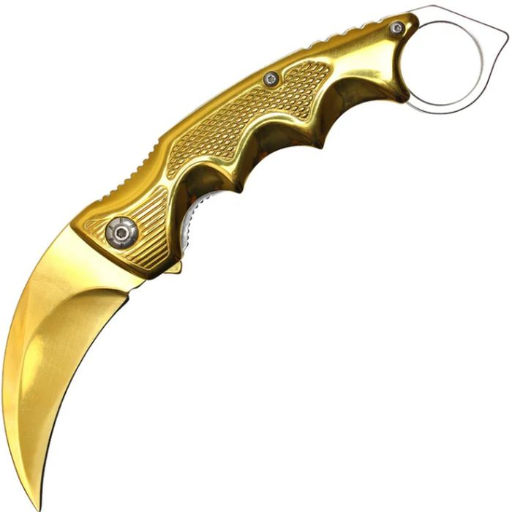 8.5" Gold Karambit-Style Folding Knife