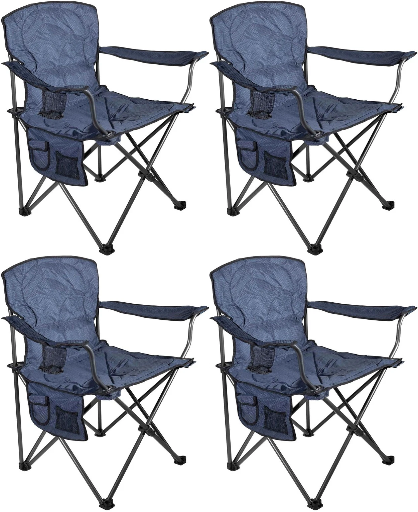 Four Seasons Courtyard Oversized Padded Seat Folding Arm Chairs, 4 Pack, Blue Deal