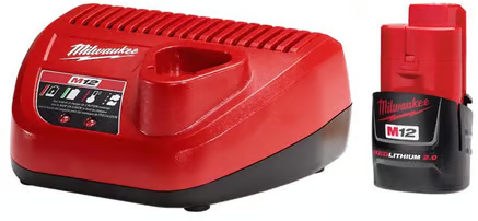 Milwaukee M12 RedLithium CP 2 Ah Lithium-Ion Battery and Charger 2 pc Deal