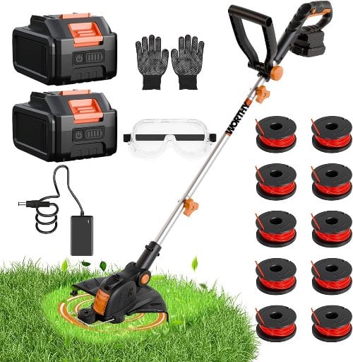 Electric Weed Wacker String Trimmer with 2 x 4.0Ah Batteries, 12” Cutting Width Deal