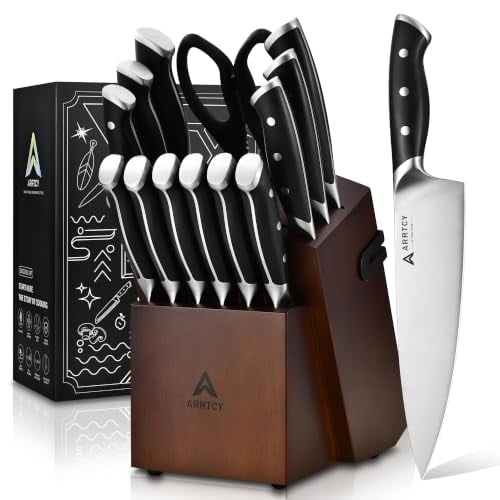 Arrtcy 15-Piece Kitchen Knife Set with Block Deal