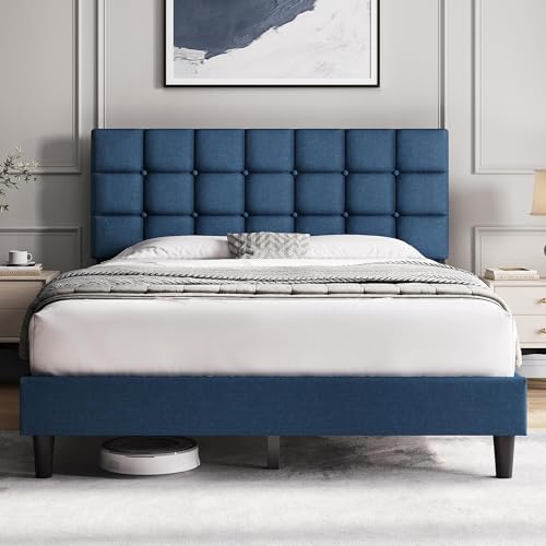 Yaheetech Queen Size Upholstered Tufted Bed Frame with Headboard
