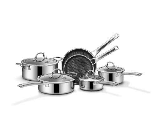 SNOWCLAD Pots and Pans Set Non Stick Stainless Steel Kitchen Cookware