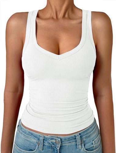 Women's Ribbed Knit V-Neck Cami Tank Top Deal