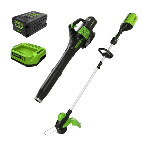 Greenworks 60V 13 in String Trimmer & 540 CFM Blower Combo with 4.0 Ah Battery