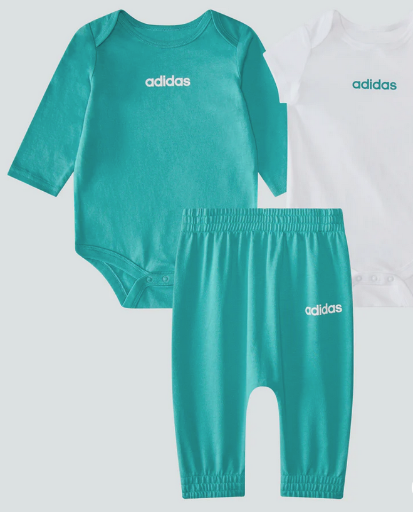 adidas 3-Piece Baby Logo Bodyshirt & Pant Set (0-9 Months) Deal