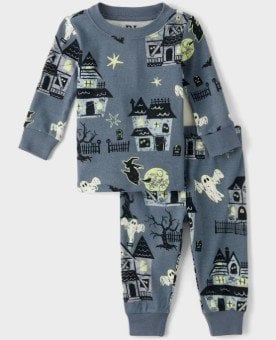 Baby and Toddler Matching Family Glow Haunted House Snug Fit Cotton Pajamas 0-3M through 5T