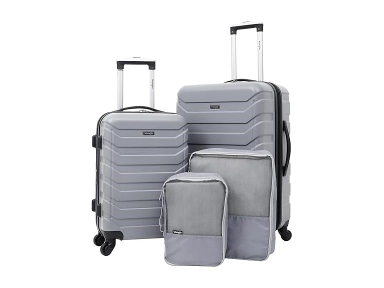 Wrangler 4 Piece Miami Luggage and Packing Cubes Set, Sharkskin Deal