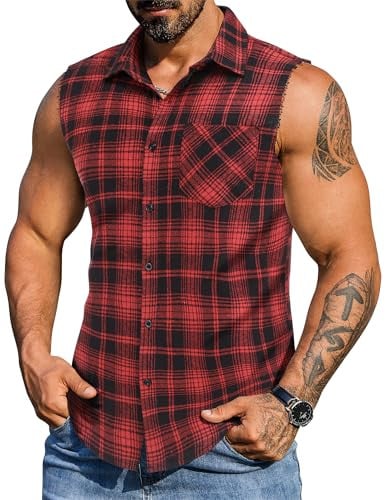 COOFANDY Men's Sleeveless Button Down Shirts Casual Deal